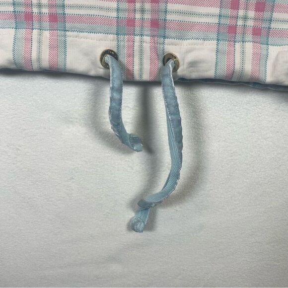 Joules Plaid Pink White Teal Long Sleeve Stand Up Collar 1/4 Button Up Size 8 - Picture 9 of 15